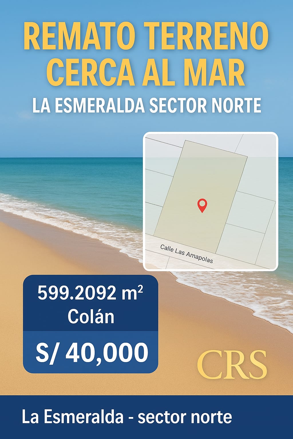 VENDO LOTE EN POSESIÓN PLAYA  LA ESMERALDA SECTOR NORTE COLAN